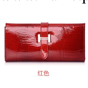 真皮錢包批發長款牛皮錢包鱷魚紋錢包女士錢包錢夾8135紅色工廠,批發,進口,代購