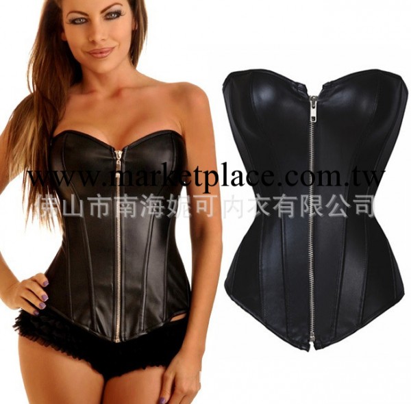 前拉鏈挺胸修身皮革PU束身衣corset 塑身衣 情趣內衣批發廠價直銷工廠,批發,進口,代購