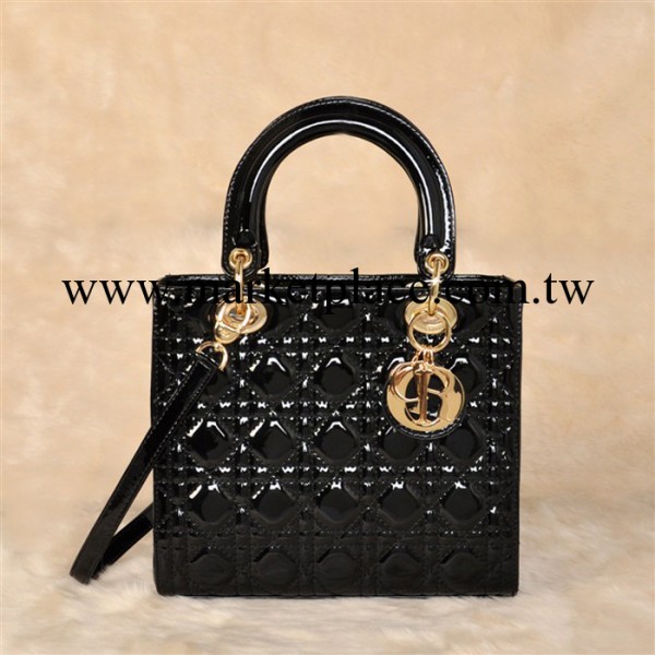 di奧女包包 2013新款lady戴妃女包手提單肩斜跨同款漆皮五格工廠,批發,進口,代購