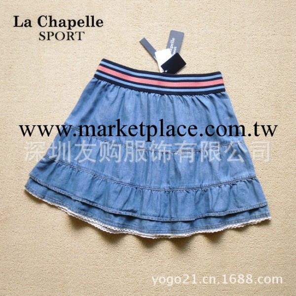 La Chapelle拉夏貝爾純棉蕾絲牛仔裙女夏季薄款A字半身裙韓版短裙工廠,批發,進口,代購