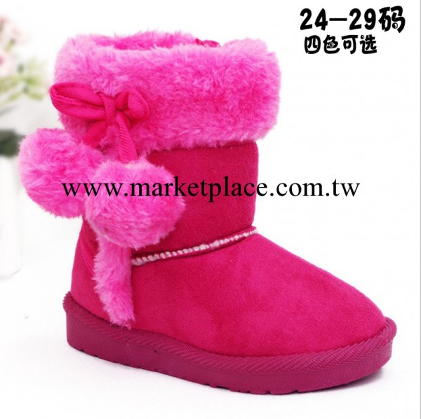 韓國外貿童鞋 2013冬季兒童雙球翻毛雪靴 男女防滑保暖棉鞋靴工廠,批發,進口,代購