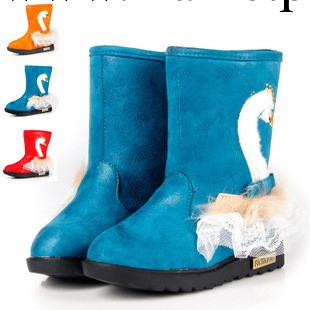 2013秋冬季新款韓版女童白天鵝蕾絲雪靴子 兒童鞋工廠,批發,進口,代購