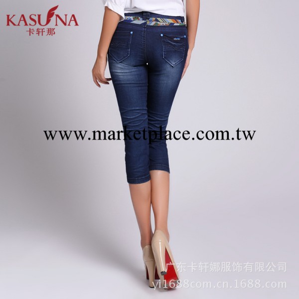 卡軒那2013新款女式牛仔褲中腰彈力大碼褲子韓版七分女褲jsc13031工廠,批發,進口,代購