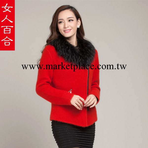 實拍G197批發冬季精品女裝貂絨大衣時尚拉鏈裝飾貼皮狐貍毛領開衫工廠,批發,進口,代購