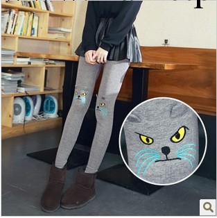 2013秋季新款韓國外貿原單時尚立體小貓刺繡九分褲內搭褲批發工廠,批發,進口,代購