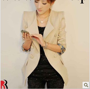 2013春裝新款女裝 墊肩雙排包扣中長款修身小西裝 外套工廠,批發,進口,代購