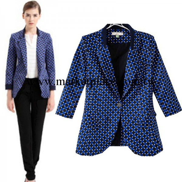 LILY秋季新款女士格子西服小西裝7分袖卷袖小西服 女西服外套工廠,批發,進口,代購