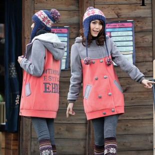 2013新款甜美卡通長款衛衣少女裝學生裝棉衣加厚絨衫外套工廠,批發,進口,代購