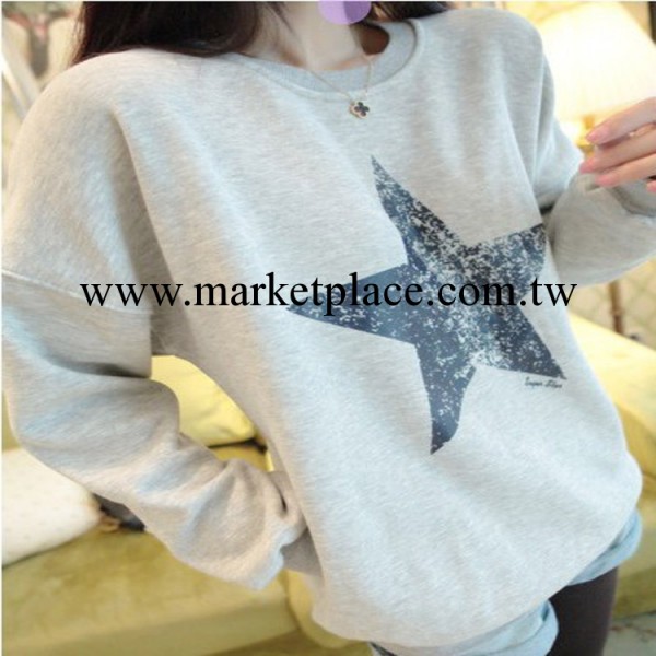 2013冬季新品女裝98523#超舒服的街拍衛衣復古脫漆星星加絨衛衣工廠,批發,進口,代購