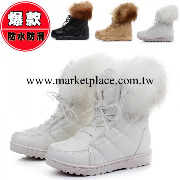 秋冬新款超大防狐貍毛時尚帥氣系帶男女兒童防水防滑雪靴棉靴子工廠,批發,進口,代購