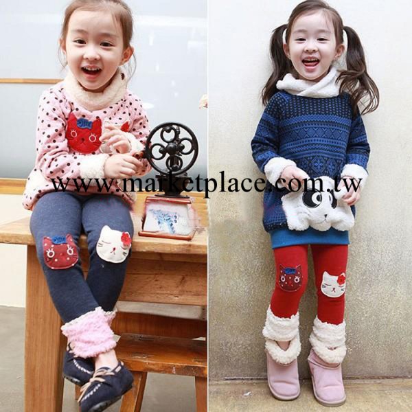 IUBABY2013童褲 女童雙貓咪頭內搭褲 冬款加絨加厚內搭褲MK13120工廠,批發,進口,代購