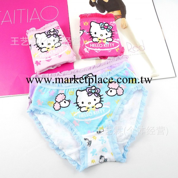 hellokitty純棉兒童內褲寶寶全棉印花蕾絲邊女童小貓三角內褲批發工廠,批發,進口,代購