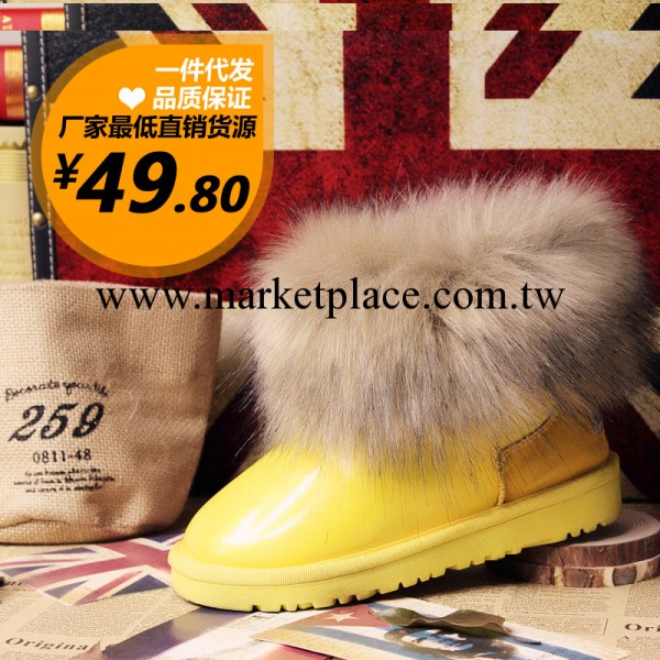 廠傢直銷漆皮保暖防滑雪靴女狐貍毛防水皮毛一體兒童棉靴子批發工廠,批發,進口,代購