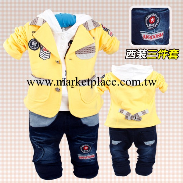 姿嬰谷童套裝 2013秋季新品 嬰幼兒男寶寶純棉西裝三件套廠傢批發工廠,批發,進口,代購