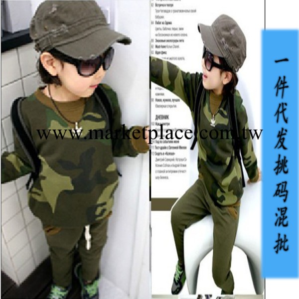 廣州品牌童裝 2013新款韓版迷彩服套裝 外貿童裝運動套裝一件代發工廠,批發,進口,代購
