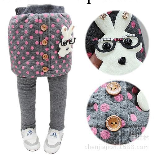 2013韓版冬裝新品 點點可愛兔子女童加絨裙褲 童裝品牌批發工廠,批發,進口,代購