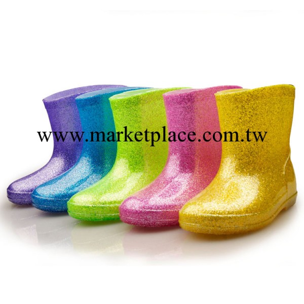 2013年新款兒童熒光雨鞋雨靴 水晶閃粉真色彩童水鞋 防水靴工廠,批發,進口,代購