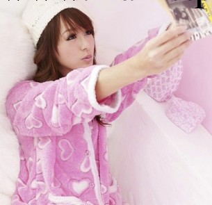 秋季長袖女式睡衣 可愛桃心公主加厚珊瑚絨 女式套裝傢居服工廠,批發,進口,代購