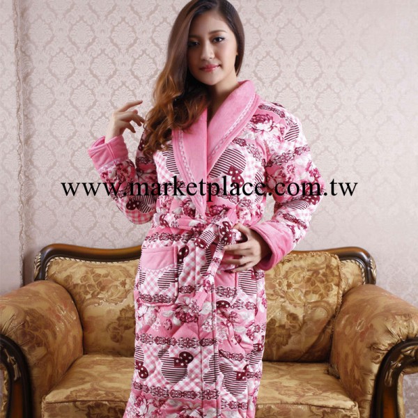 2013冬季新款超柔加厚夾棉女式居傢服睡袍夾棉睡衣批發工廠,批發,進口,代購