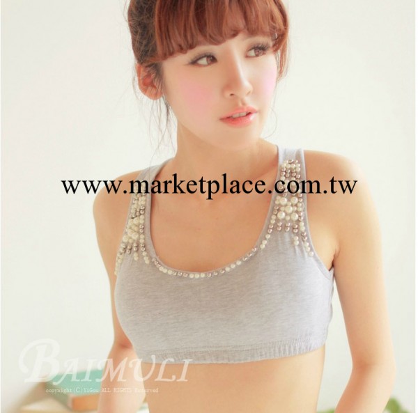 2013菁菁最新款 手工珍珠全棉掛脖小吊帶 裹胸背心 打底抹胸工廠,批發,進口,代購