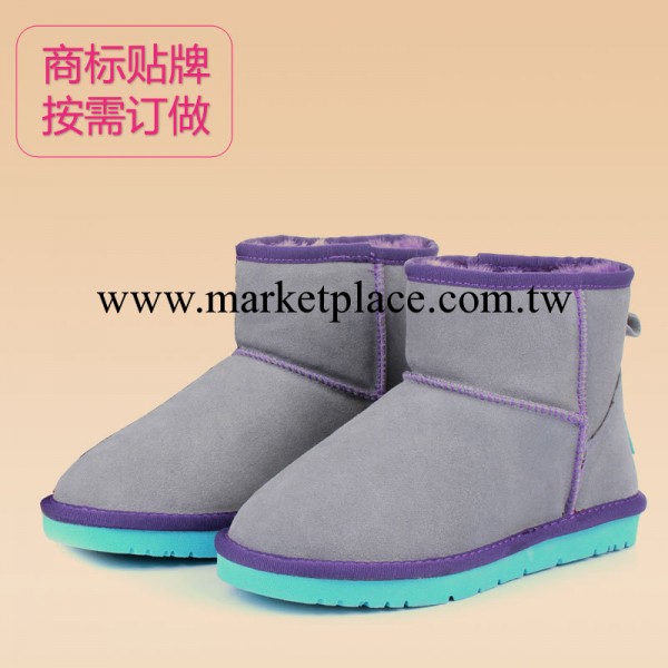 5854撞色雪靴真皮女靴廠傢批發 時尚糖果色加厚保暖女鞋彩色底工廠,批發,進口,代購