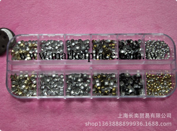 批發diy美甲飾品 指甲飾品 金屬窩釘 鉚釘 亞光色鉚釘 12格套裝工廠,批發,進口,代購