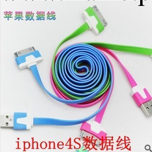 蘋果2米面條線 iPod數據線充電線 iphone4/4s彩色面條線工廠,批發,進口,代購
