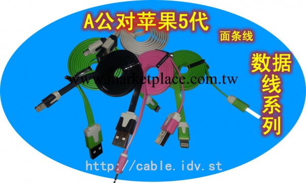 蘋果5代數據線,面條線 12色可選，充電線，數據線，工廠,批發,進口,代購