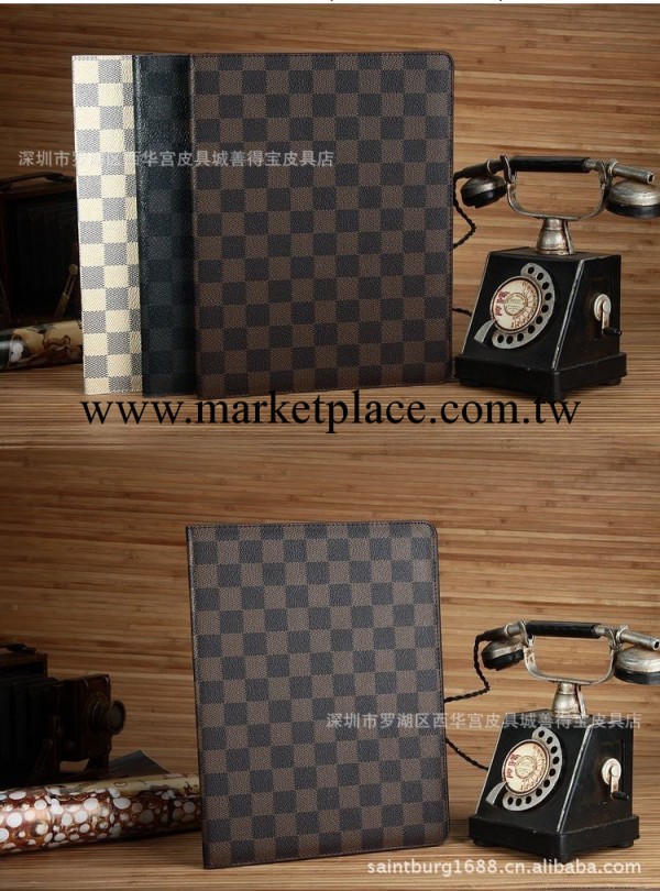 高檔PU 經典英倫方格Ipad 2 new ipad 皮套 三檔位 金格 白格灰格工廠,批發,進口,代購