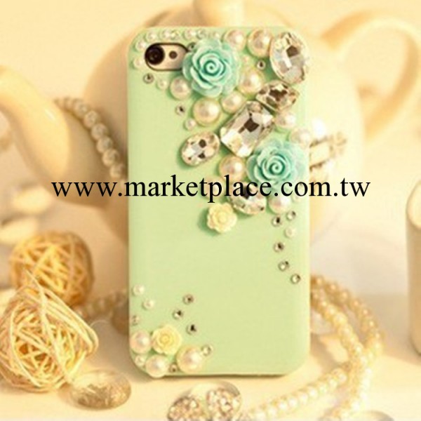 蘋果手機殼 iphone5 珍珠菊花手機殼 4s鑲鉆手機殼  蘋果4手機套工廠,批發,進口,代購