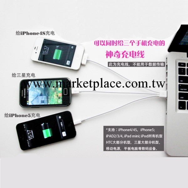 iPhone5/4S/4安卓手機多功能一拖三數據線 廠傢直銷工廠,批發,進口,代購