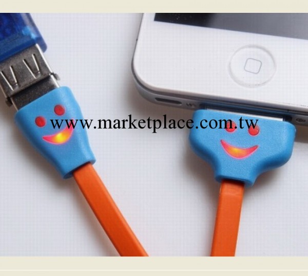 特價蘋果笑臉數據線 iphone4/4s發光數據線4s充電器3gs充電線直銷批發・進口・工廠・代買・代購