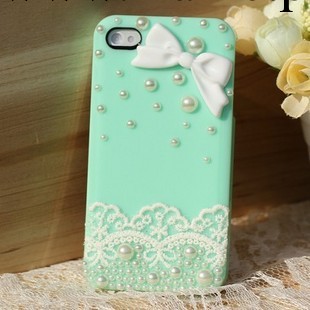 IPHONE4蕾絲貼鉆手機殼 蘋果4手機套 蘋果手機套批發 手機外殼工廠,批發,進口,代購