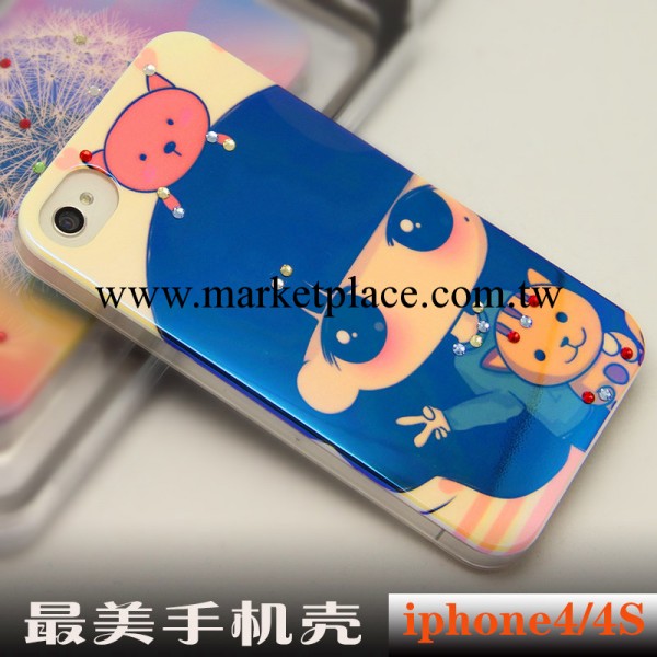 iphone4s小希手機殼 新款保護套 藍光彩鍍PC外殼 蘋果水鉆手機套工廠,批發,進口,代購
