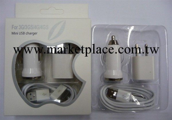 彩色蘋果三合一套裝 半波綠點充電頭 車充 iphone4 4S代數據線工廠,批發,進口,代購