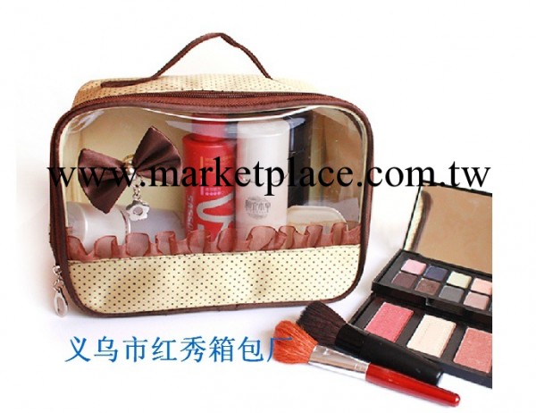 半透明四方體化妝包 可愛花邊蝴蝶結 韓國可愛大容量收納包工廠,批發,進口,代購