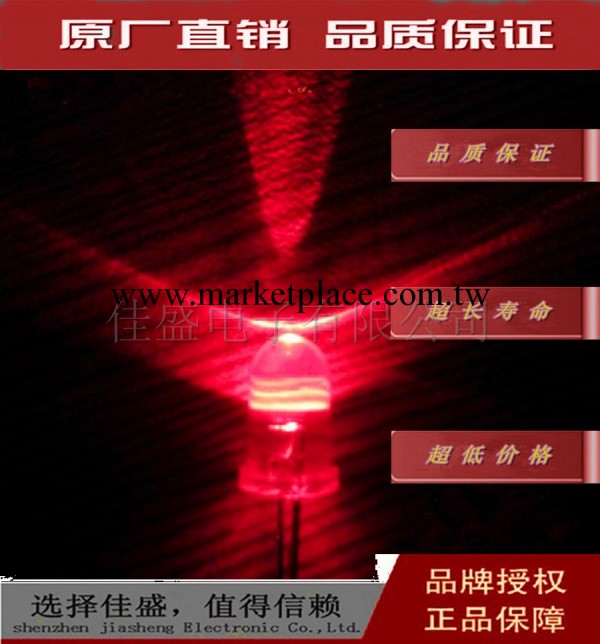 3mm 高亮 紅色 led 發光二極管 白發紅色 短腳( 1000隻/包=23元 )工廠,批發,進口,代購