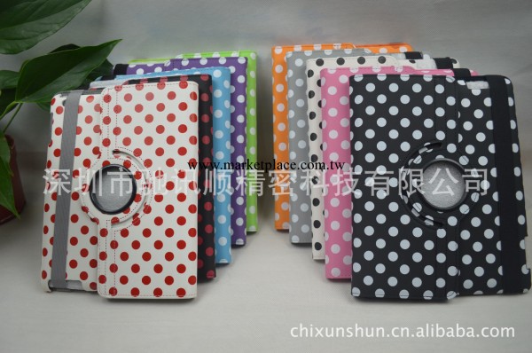 蘋果平板電腦配件波點皮套PU 360度旋轉 ipad 2/ 3 /4皮套廠傢工廠,批發,進口,代購