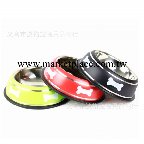 寵物用品 彩色不銹鋼骨頭圖碗 狗碗狗盆 耐摔防滑 多號可選 18CM工廠,批發,進口,代購