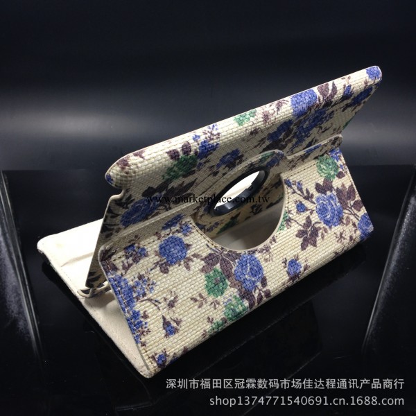 新款ipad 3 旋轉保護皮套環保草編織牡丹CK小碎花殼保護殼批發工廠,批發,進口,代購