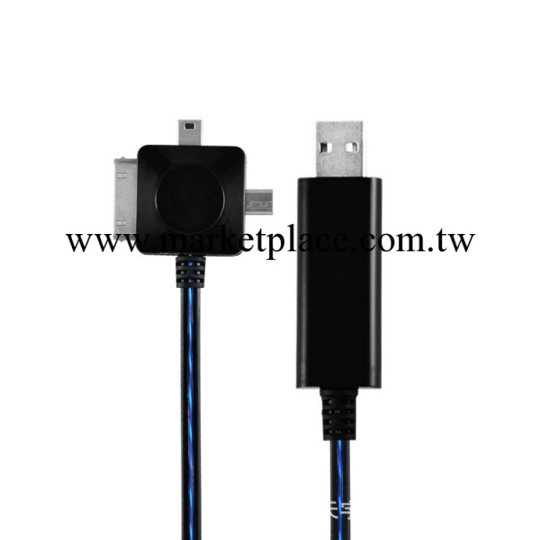 三合一可視電流充電發光線 傳輸數據一體 蘋果三星邁克發光線 usb工廠,批發,進口,代購