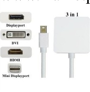 蘋果Macbook Pro Air MINI DP轉HDMI DVI DP 三合一轉接線工廠,批發,進口,代購