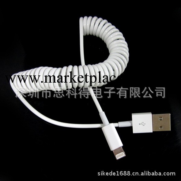 新款 iphone5彈簧數據線 蘋果伸縮卷線 ipad迷你彈簧數據線工廠,批發,進口,代購