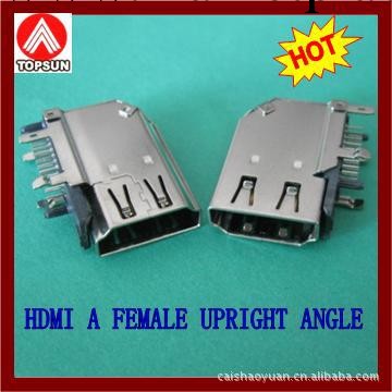 供應質優價廉高清數字DVD,DVB顯示器用HDMI A F 90度側立式連接器工廠,批發,進口,代購