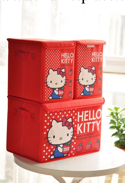 批發hello kitty紅色防塵 置物箱 收納箱 儲物箱可折疊傢居收納盒工廠,批發,進口,代購