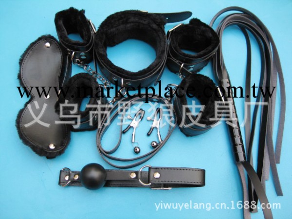一件代發 情趣皮革用品 性愛遊戲套裝 黑色毛絨7件套 另類手銬工廠,批發,進口,代購