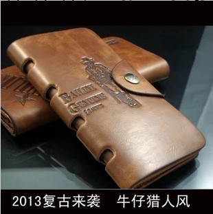 新款韓版中長款復古錢包多卡位休閒牛皮真皮錢夾獵人創意票夾潮工廠,批發,進口,代購