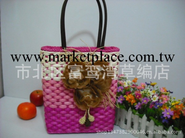 2013玉米皮3朵花單肩休閒三色草編包工廠,批發,進口,代購