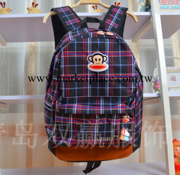 批發 大嘴/猴子休閒款雙肩包 多用途帆佈方格印花背包書包 專櫃款工廠,批發,進口,代購