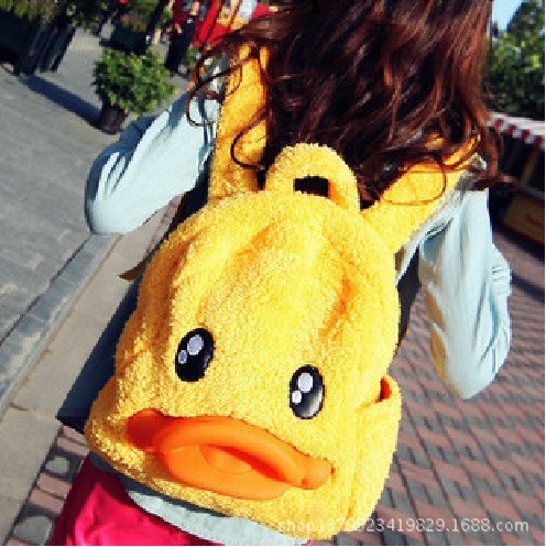 2013新款韓版大黃鴨包鴨子雙肩包可愛鴨嘴雙背包帆佈休閒學生書包工廠,批發,進口,代購